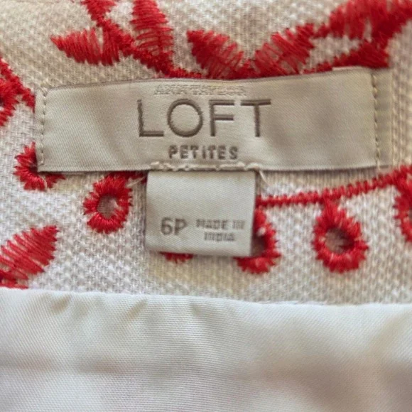 LOFT ANN KLEIN Boho Mini Skirt Petites Orange Embroidered Eyelet  Size 6P - Picture 5 of 9